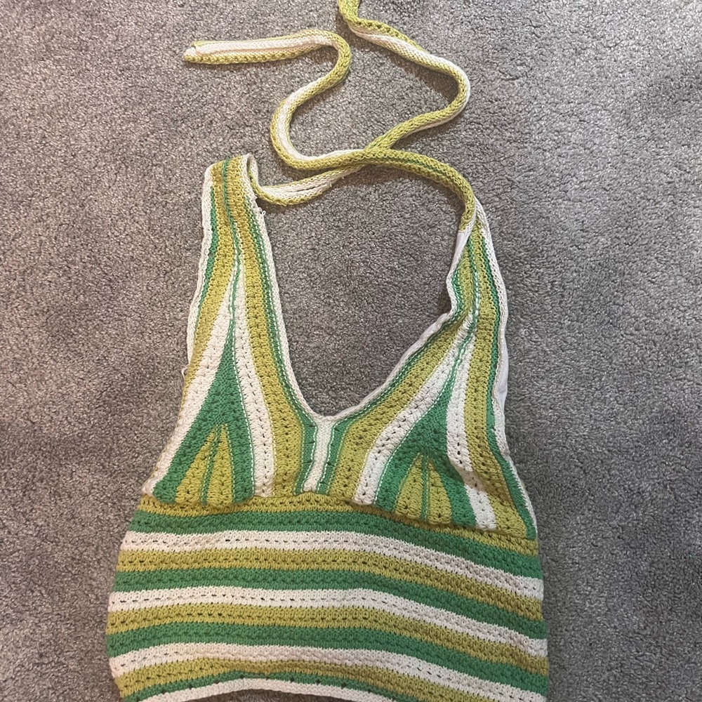 Bluenotes Multicolor Crochet Halter Top